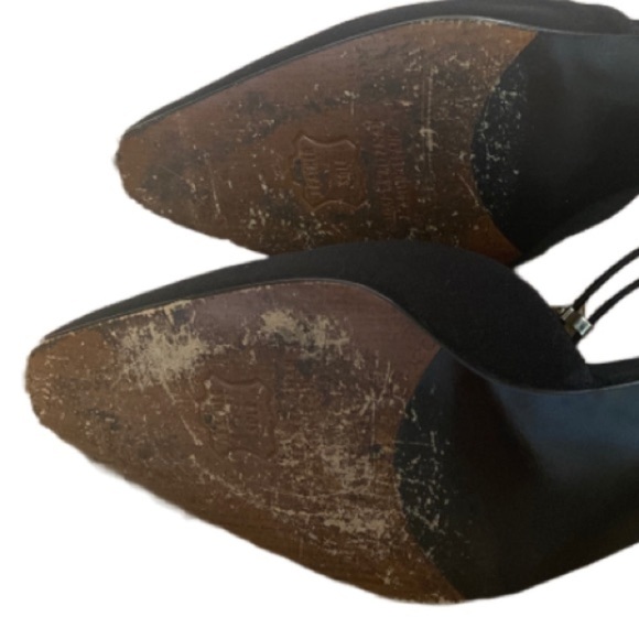 Stuart Weitzman Vintage Black Strappy Block Heel D’Orsay Heels - Picture 5 of 6